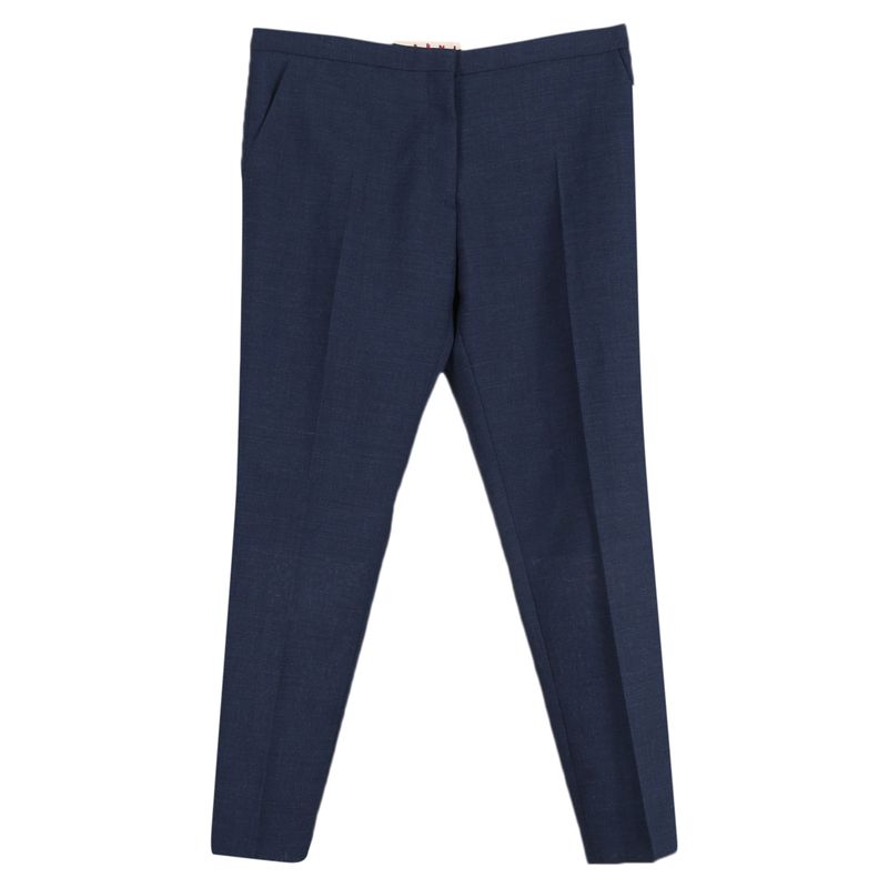 Marni Straight Leg Trousers In Blue Wool